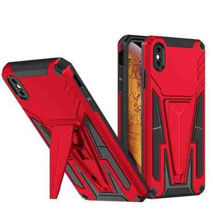 For iPhone XS Max Super V Armor PC + TPU Shockproof Case with Invisible Holder(Red)