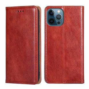 For iPhone 13 Pro Max PU + TPU Gloss Oil Solid Color Magnetic Horizontal Flip Leather Case with Holder & Card Slot & Wallet (Brown)