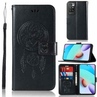 For Xiaomi Redmi 10 Wind Chime Owl Embossing Pattern Horizontal Flip Leather Case with Holder & Card Slots & Wallet(Black)