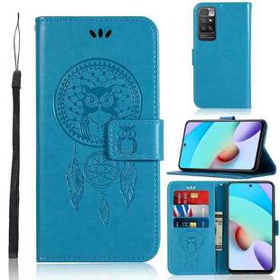 For Xiaomi Redmi 10 Wind Chime Owl Embossing Pattern Horizontal Flip Leather Case with Holder & Card Slots & Wallet(Blue)