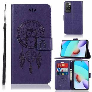 For Xiaomi Redmi 10 Wind Chime Owl Embossing Pattern Horizontal Flip Leather Case with Holder & Card Slots & Wallet(Purple)