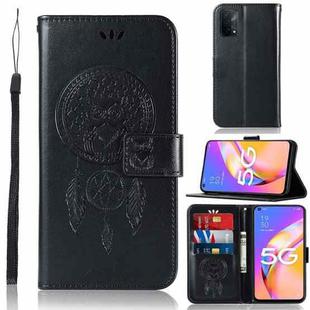 For OPPO A93 5G Wind Chime Owl Embossing Pattern Horizontal Flip Leather Case with Holder & Card Slots & Wallet(Black)