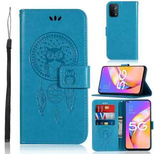 For OPPO A93 5G Wind Chime Owl Embossing Pattern Horizontal Flip Leather Case with Holder & Card Slots & Wallet(Blue)