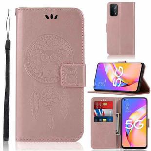 For OPPO A93 5G Wind Chime Owl Embossing Pattern Horizontal Flip Leather Case with Holder & Card Slots & Wallet(Rose Gold)