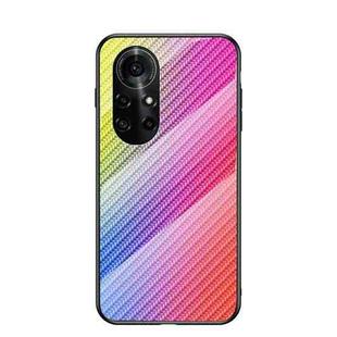 For Huawei nova 8 Pro Gradient Carbon Fiber Texture TPU Border Tempered Glass Case(Colorful Fiber)