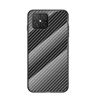 For Huawei nova 8 SE Gradient Carbon Fiber Texture TPU Border Tempered Glass Case(Black Fiber)