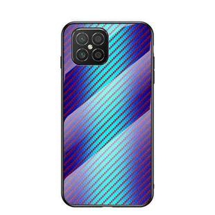 For Huawei nova 8 SE Gradient Carbon Fiber Texture TPU Border Tempered Glass Case(Blue Fiber)