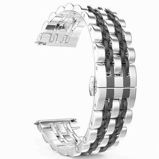 20mm Women Version Seven-beads Steel Watch Band(Silver Black)