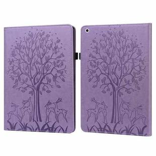 For iPad Pro 10.5 2017 / 10.2 2019 Tree & Deer Pattern Pressed Printing Horizontal Flip PU Leather Case with Holder & Card Slots & Sleep / Wake-up Function(Purple)