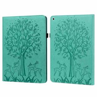 Tree & Deer Pattern Pressed Printing Horizontal Flip PU Leather Case with Holder & Card Slots & Sleep / Wake-up Function For iPad 9.7 2018/2017/Air 2/Air(Green)