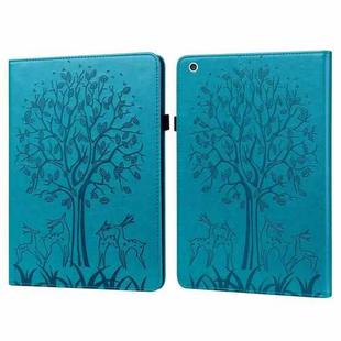 Tree & Deer Pattern Pressed Printing Horizontal Flip PU Leather Case with Holder & Card Slots & Sleep / Wake-up Function For iPad mini 5/4/3/2/1(Blue)