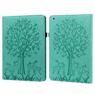 Tree & Deer Pattern Pressed Printing Horizontal Flip PU Leather Case with Holder & Card Slots & Sleep / Wake-up Function For iPad mini 5/4/3/2/1(Green)