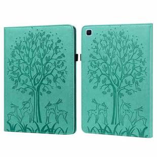 Tree & Deer Pattern Pressed Printing Horizontal Flip PU Leather Case with Holder & Card Slots & Sleep / Wake-up Function For Samsung Galaxy Tab S6 Lite(Green)