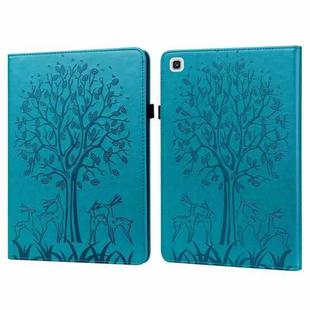Tree & Deer Pattern Pressed Printing Horizontal Flip PU Leather Case with Holder & Card Slots & Sleep / Wake-up Function For Samsung Galaxy Tab A7 10.4 2020(Blue)