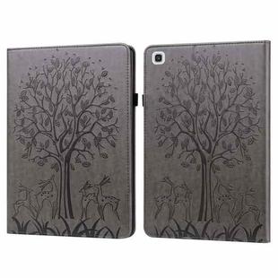 Tree & Deer Pattern Pressed Printing Horizontal Flip PU Leather Case with Holder & Card Slots & Sleep / Wake-up Function For Samsung Galaxy Tab A7 10.4 2020(Grey)