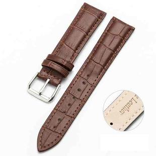12mm Two-layer Cowhide Leather Bamboo Joint Texture Watch Band(Dark Brown)