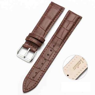 14mm Two-layer Cowhide Leather Bamboo Joint Texture Watch Band(Dark Brown)