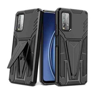 For Xiaomi Redmi Note 9 4G Super V Armor PC + TPU Shockproof Case with Invisible Holder(Black)