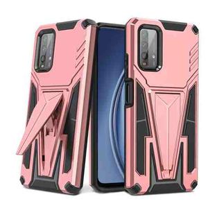 For Xiaomi Redmi Note 9 4G Super V Armor PC + TPU Shockproof Case with Invisible Holder(Rose Gold)