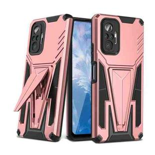 For Xiaomi Redmi Note 10 Pro Super V Armor PC + TPU Shockproof Case with Invisible Holder(Rose Gold)