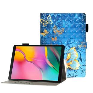 For Galaxy Tab A 10.1 (2019) T510 3D Embossing Pattern Horizontal Flip Leather Case with Holder & Card Slots & Wallet(Blue Butterfly)