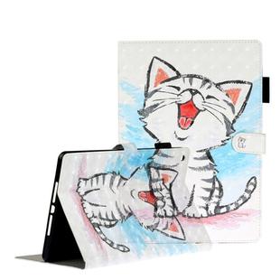 For iPad 10.2 3D Embossing Pattern Horizontal Flip Leather Case with Holder & Card Slots & Wallet(Cat)