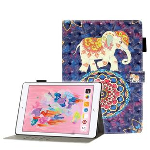 For iPad 5 / 6 / 7 / 8 3D Embossing Pattern Horizontal Flip Leather Case with Holder & Card Slots & Wallet(Elephant)