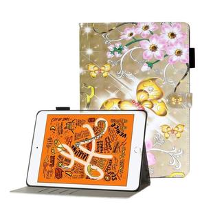 For iPad Mini 5 / 4 / 3 / 2 / 1 3D Embossing Pattern Horizontal Flip Leather Case with Holder & Card Slots & Wallet(Gold Butterfly)