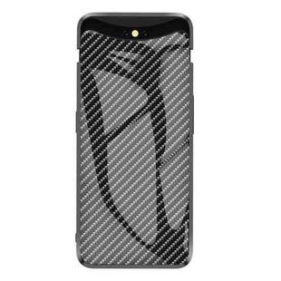 For OPPO Find X Gradient Carbon Fiber Texture TPU Border Tempered Glass Case(Black Fiber)