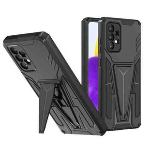 For Samsung Galaxy A72 4G / 5G Super V Armor PC + TPU Shockproof Case with Invisible Holder(Black)