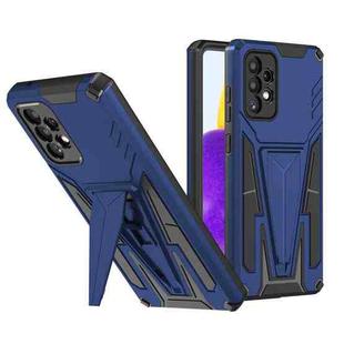 For Samsung Galaxy A72 4G / 5G Super V Armor PC + TPU Shockproof Case with Invisible Holder(Blue)