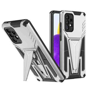 For Samsung Galaxy A72 4G / 5G Super V Armor PC + TPU Shockproof Case with Invisible Holder(Silver)