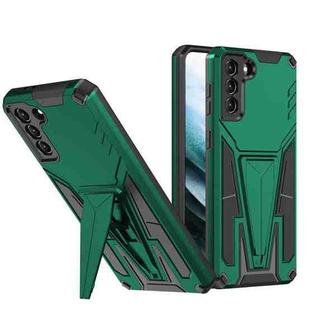 For Samsung Galaxy S21 5G Super V Armor PC + TPU Shockproof Case with Invisible Holder(Dark Green)