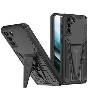 For Samsung Galaxy S21 5G Super V Armor PC + TPU Shockproof Case with Invisible Holder(Black)