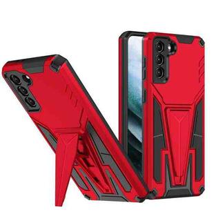 For Samsung Galaxy S21 5G Super V Armor PC + TPU Shockproof Case with Invisible Holder(Red)