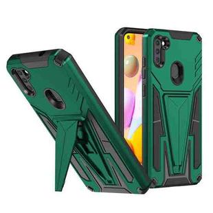For Samsung Galaxy A11 US Version Super V Armor PC + TPU Shockproof Case with Invisible Holder(Dark Green)