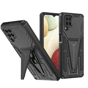 For Samsung Galaxy A12 EU Version Super V Armor PC + TPU Shockproof Case with Invisible Holder(Black)