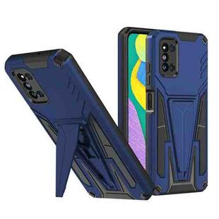 For Samsung Galaxy F52 5G Super V Armor PC + TPU Shockproof Case with Invisible Holder(Blue)
