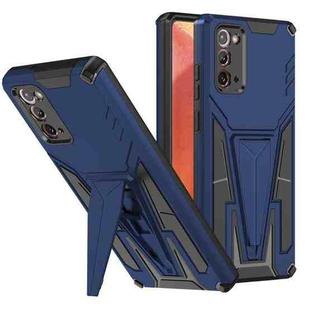 For Samsung Galaxy Note20 Super V Armor PC + TPU Shockproof Case with Invisible Holder(Blue)