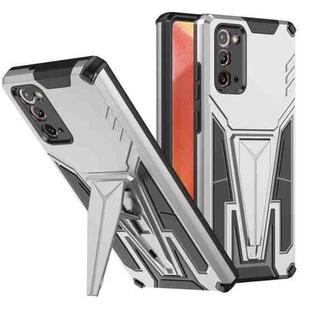 For Samsung Galaxy Note20 Super V Armor PC + TPU Shockproof Case with Invisible Holder(Silver)