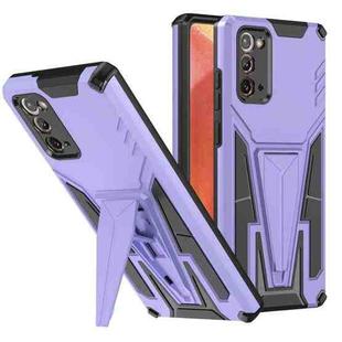 For Samsung Galaxy Note20 Super V Armor PC + TPU Shockproof Case with Invisible Holder(Purple)