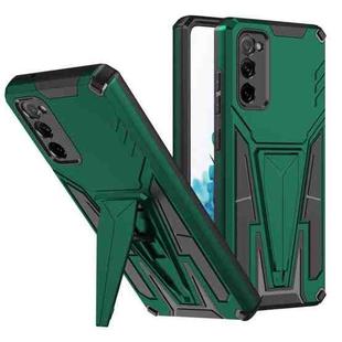 For Samsung Galaxy S20 FE Super V Armor PC + TPU Shockproof Case with Invisible Holder(Dark Green)
