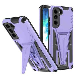 For Samsung Galaxy S21 FE Super V Armor PC + TPU Shockproof Case with Invisible Holder(Purple)