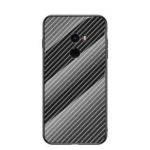 For Xiaomi Mi Mix Gradient Carbon Fiber Texture TPU Border Tempered Glass Case(Black Fiber)