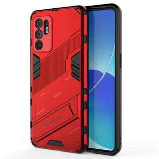 For OPPO Reno6 4G Punk Armor 2 in 1 PC + TPU Shockproof Case with Invisible Holder(Red)