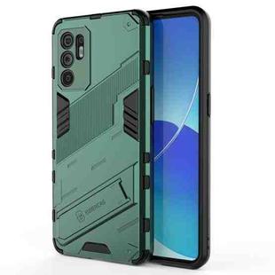 For OPPO Reno6 4G Punk Armor 2 in 1 PC + TPU Shockproof Case with Invisible Holder(Green)