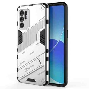 For OPPO Reno6 4G Punk Armor 2 in 1 PC + TPU Shockproof Case with Invisible Holder(White)