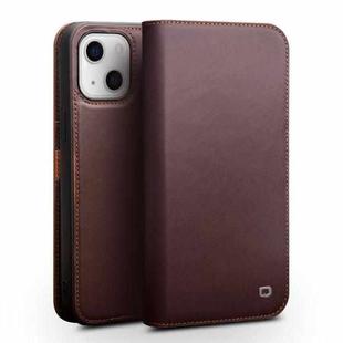 For iPhone 13 QIALINO Business Horizontal Flip Leather Case with Holder & Card Slots & Wallet(Brown)