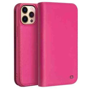 For iPhone 13 Pro Max QIALINO Business Horizontal Flip Leather Case with Holder & Card Slots & Wallet  (Rose Red)
