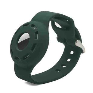 Anti-scratch Shockproof Silicone Bracelet Strap Protective Cover Case For AirTag(Deep Green)